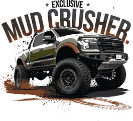 Exclusive Mud Crusher concept truck T-Shirt Design
