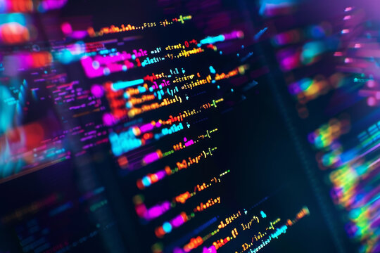 A computer screen with a lot of colorful code on it