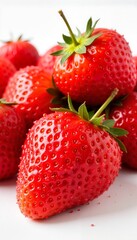 Close-up of fresh strawberries on a white background
