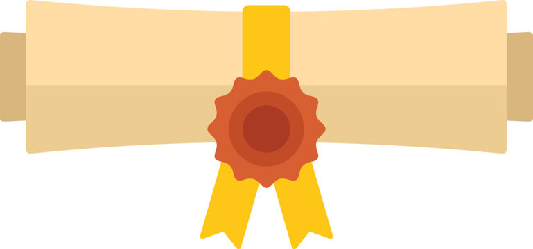 Diploma scroll with yellow ribbon and wax seal representing graduation ceremony and important legal document