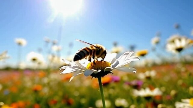 Honey bees look for honey in flowers and in their nests