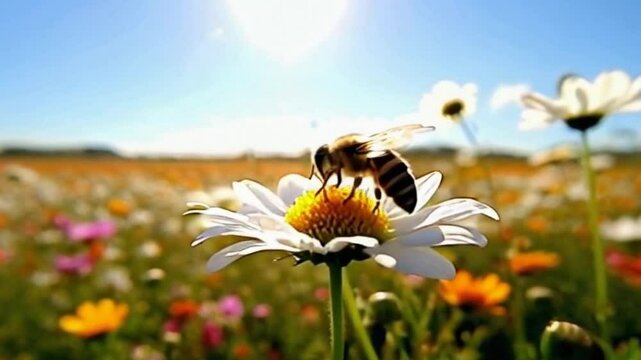 Honey bees look for honey in flowers and in their nests