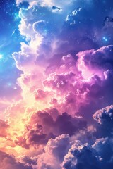 Obraz premium a colorful sky with clouds and stars