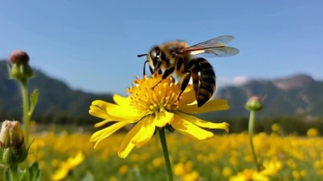 Honey bees look for honey in flowers and in their nests