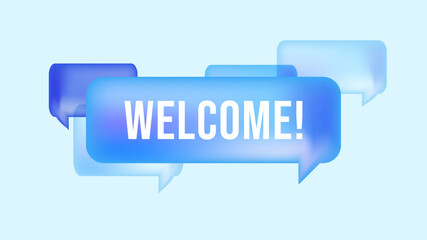 Welcome quote box on yellow background. Vector Illustration. 3d design.