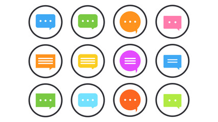 Set of colorful message icons. Vector illustration. Flat minimalist style design.