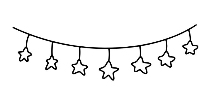 recommend clip art: 星のガーランド飾りの手描き線画イラスト　透過背景の切り抜き