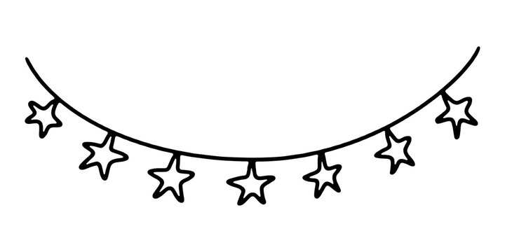recommend clip art: 星のガーランド飾りの手描き線画イラスト　透過背景の切り抜き