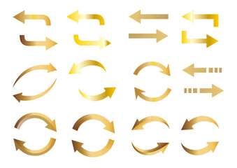 golden arrow icon. set of arrows.Arrow meaning reversible."