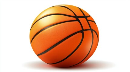 A classic orange basketball with black lines, isolated on a white background.