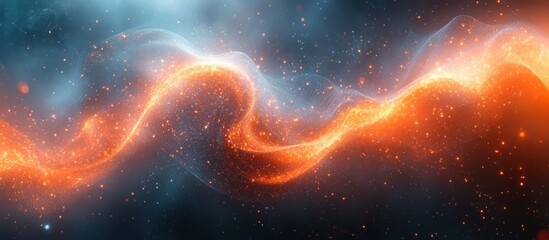 Obraz premium A vibrant cosmic swirl of orange and blue light, evoking a sense of wonder and mystery.