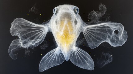 Obraz premium A tight shot of a fish with substantial smoke emerging from its eyes and mouth