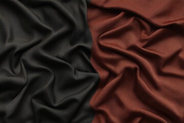 Fototapeta premium Abstract Fabric Texture: Black and Brown Draped Fabric Background