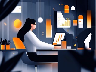 Remote Data Analyst Surrounded by Floating Graphs