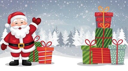 santa claus with gift boxes