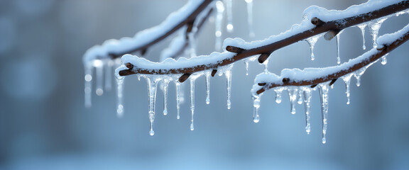  Icicles hanging from a roof during winter