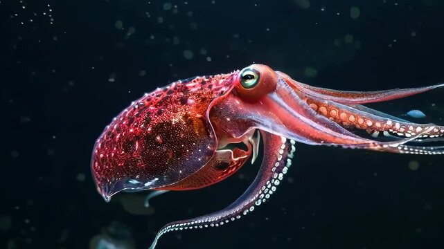 Mysterious vampire squid drifting in the dark depths, Video