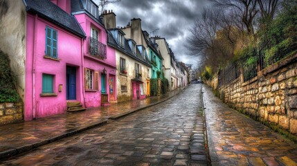 Fototapeta premium Colorful Street in a Historic European Village