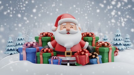santa claus with christmas gifts