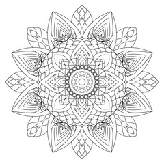 Black Outline Mandala for Color Book Page. Vector abstract mandala pattern.