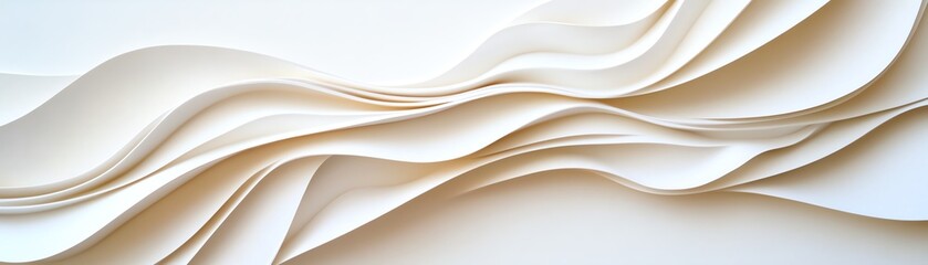 Elegant abstract texture of flowing cream-colored paper waves, creating a soft and harmonious visual appeal for design elements.