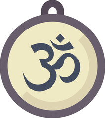 Round pendant showing the sacred hindu symbol om, representing the essence of the ultimate reality, consciousness or atman