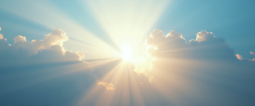  Sun rays breaking through clouds at dawn