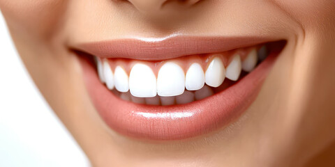 Fototapeta premium A woman with a white smile showing her teeth