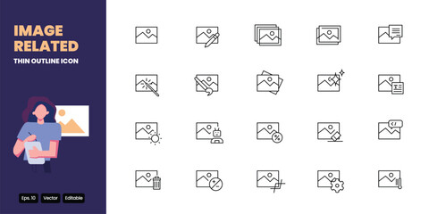 image related thin outline icon vector design good for web and mobile app