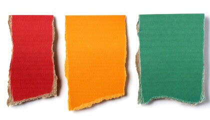  pieces of different colors cardboard paper tear set isolated on white background