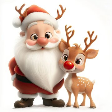 reindeer with santa claus hat
