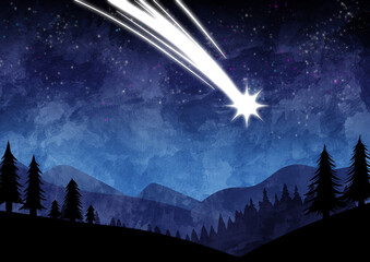 隕石の綺麗な水彩イラスト © Susie