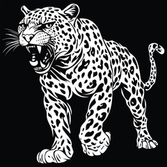 Fierce Leopard Silhouette - Detailed Vector Illustration
