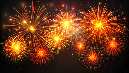 Fototapeta premium Golden Fireworks Exploding Against Dark Sky