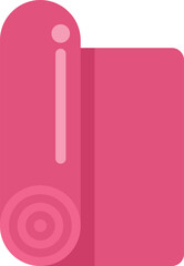 This pink yoga mat is rolled up and ready for a fitness exercise routine
