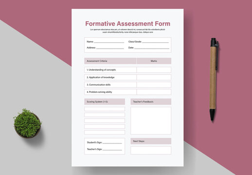Formative Assessment Form Template