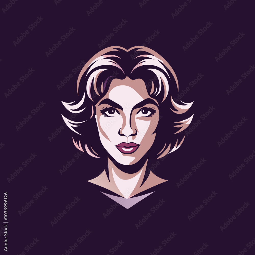 Wall mural A flat style icon of woman face 