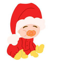 Baby Girl with Christmas Hat