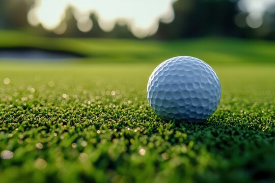 Golf Essentials: Ball and Club on Lush Green Course