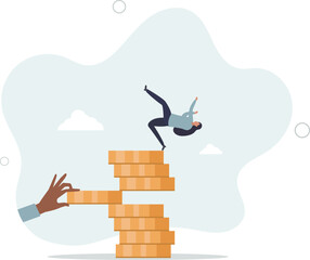 Investment risk from stock market crash, pull money or liquidity back, market volatility, unstable and uncertainty concept.flat design with people.