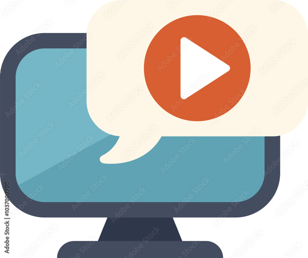 Poster computer displaying a video message notification, perfect for representing online communication and 