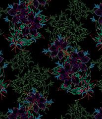 seamless gentle vector paisley print with ethnic paisley and flowers pattern, allover composition. Detailed beautiful paisleys with floral motives in black and white.