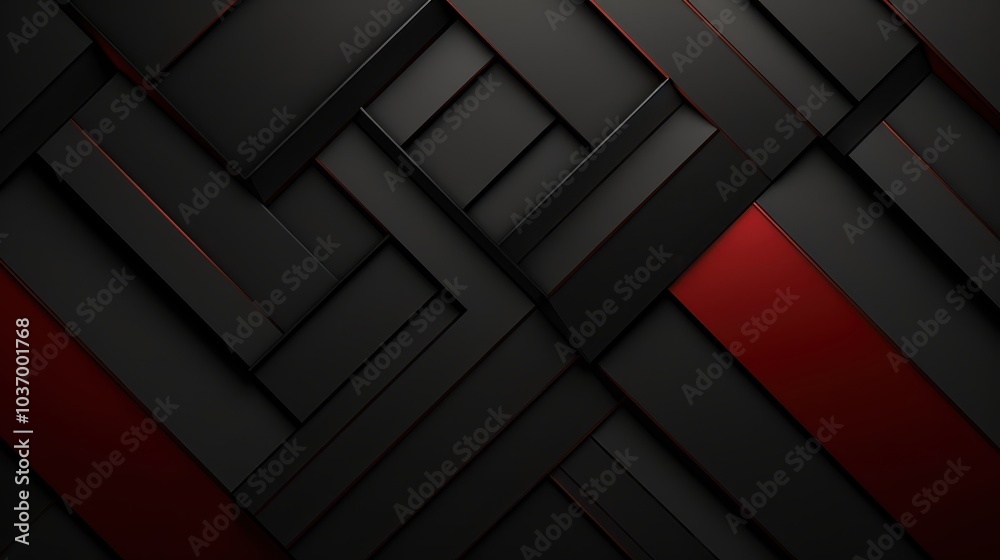 Poster Abstract Geometric Pattern with Red and Black Stripes