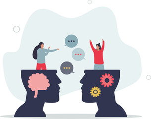 Natural language processing or NLP as AI development tiny person concept.flat design with people.