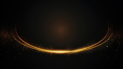Fototapeta premium Abstract Black Background with Glowing Golden Circular Light Trails