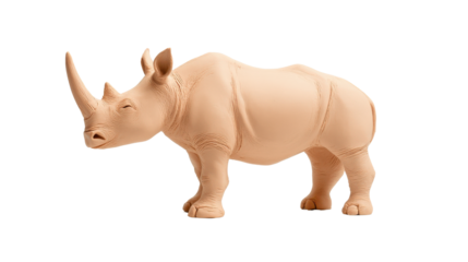 Rhinoceros toy figure on a white isolated background. Transparent background