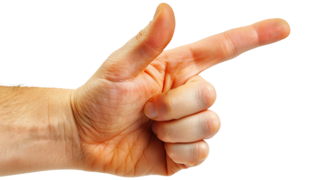 Pointing hand gesture, white isolated background Transparent background - Powered by Adobe