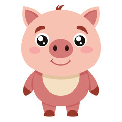 Adorable Pig Cartoon Vector Illustration for Farm and Kids Art