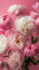 Fototapeta premium Delicate Pink Floral Bouquet on Pastel Hues Background