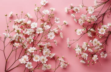 Obraz premium White Flowers with Pink Centers on Pink Background